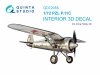 Quinta Studio QD72055 PZL P.11С 3D-Printed & coloured Interior on decal paper (Arma Hobby) 1/72